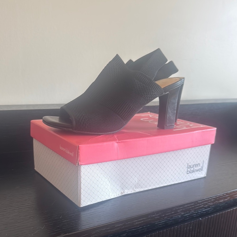 Sophisticated Black Peep-Toe Heels with Matte Finish